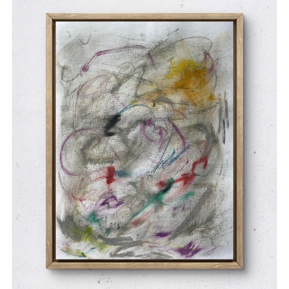 Original Abstract Mixed Media Drawing 12x9 Charcoal Pastel Expressionist Art